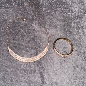 Elegant Gold Necklace and Bangle Set Jewelry Set